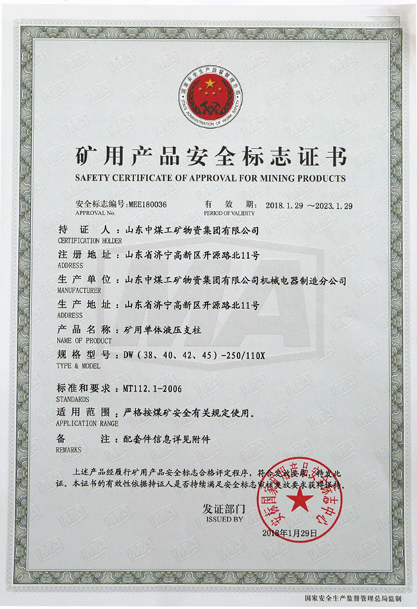 DW28-250/110X单体液压支柱